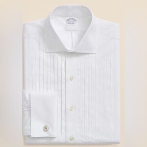 Brooks Brothers mens 18 34 traditional white solid tuxedo French cuff shirt EUC